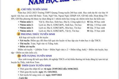 THÔNG BÁO TUYỂN SINH LỚP 10 NĂM HỌC 2022 – 2023